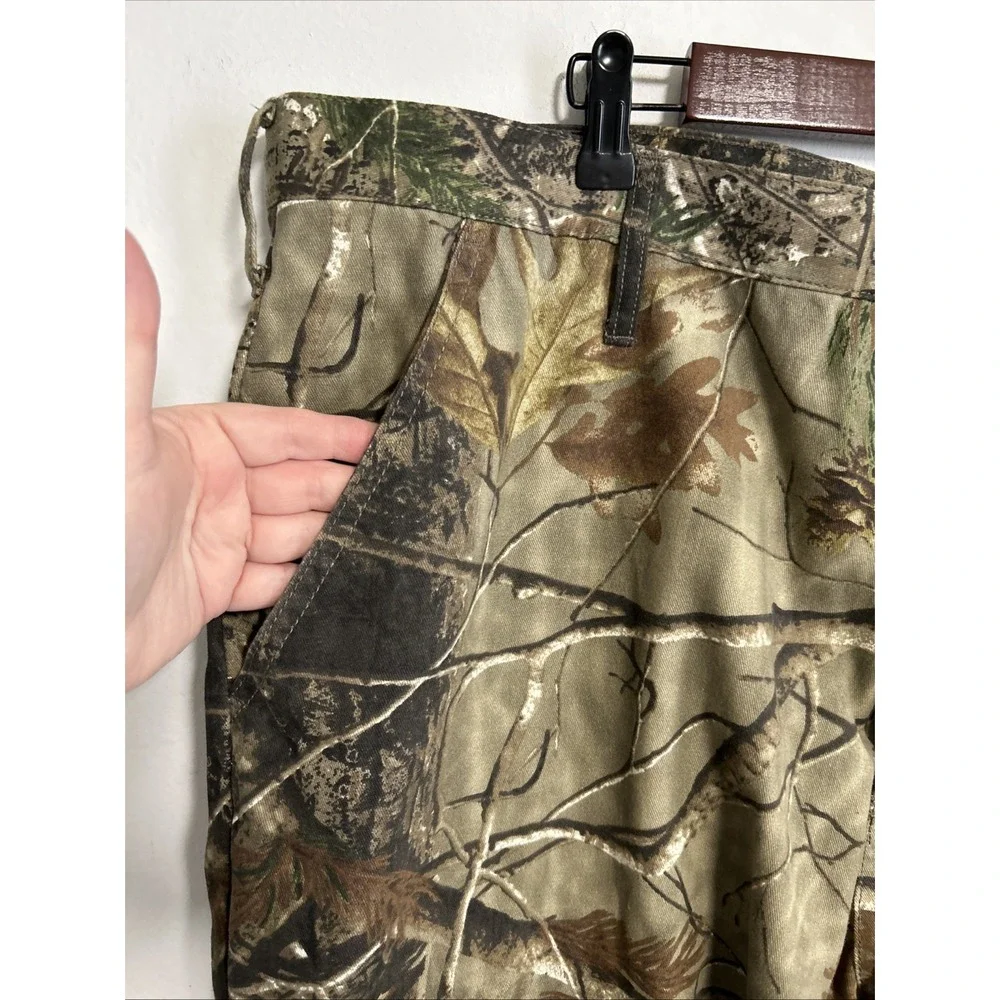 Realtree Men's 44 X 32 Cargo Hunting Pants Tie Hem 6 Pocket Cotton Blend Outdoor